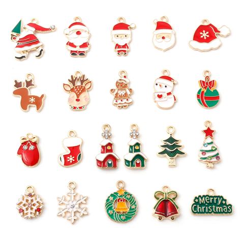 Cute Cartoon Christmas Charms Multicolor Enamel Santa Claus Snowman