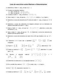 Lista de exercícios sobre Matrizes e Determinantes Docsity