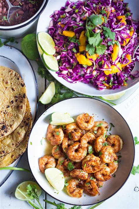 Shrimp Tacos with Mango Cabbage Slaw | Feasting At Home