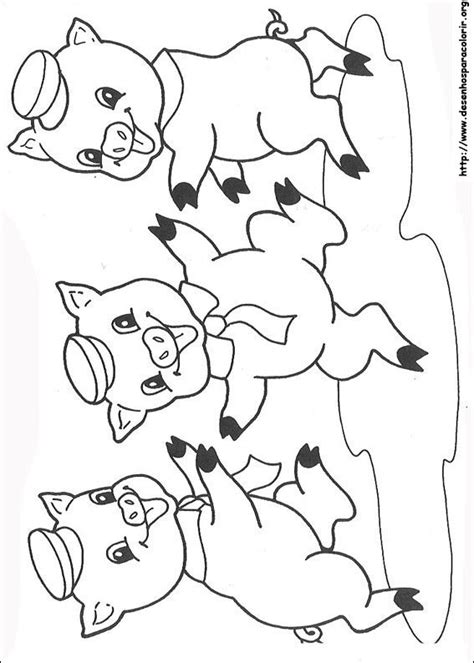Colorir e Pintar: Três Porquinhos Brincando Desenhos para colorir e pintar