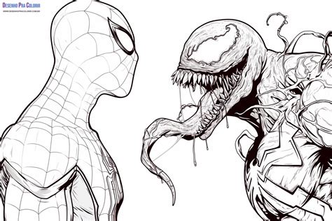 Desenho Para Colorir Venom - Venom Para Colorir + De 25 Desenhos Para Imprimir e Pintar
