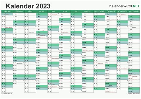 KALENDER 2023 mit Feiertagen & Ferien