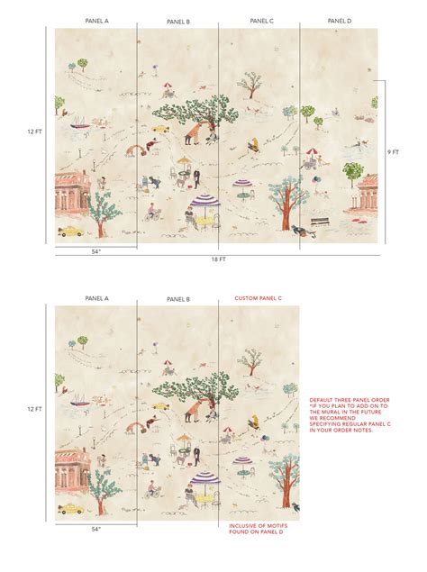 Prospect Park Mural Wallpaper Sample | Ecru | 8" x 10"– The Lawns