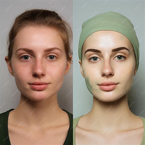 Premium Photo | A woman before and after doing facial skin care