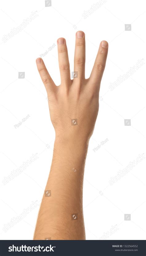 Male Hand Showing Four Fingers On Stock Photo 1322564552 Shutterstock