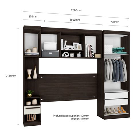 Quarto Modulado Star Casal 4 Peças Poliman Amêndoa Off White Combo