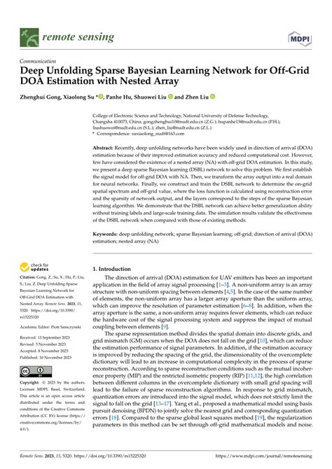 PDF Deep Unfolding Sparse Bayesian Learning Network For Off Grid DOA