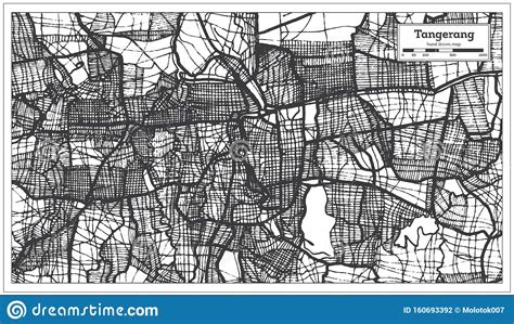 Mapa Da Cidade Da Indonésia Tangerang a Preto E Branco Mapa De