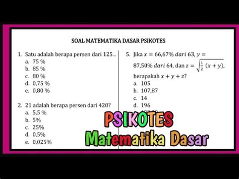 Soal Psikotes Matematika Dasar Tes Masuk Kerja Tiu Cpns Tes