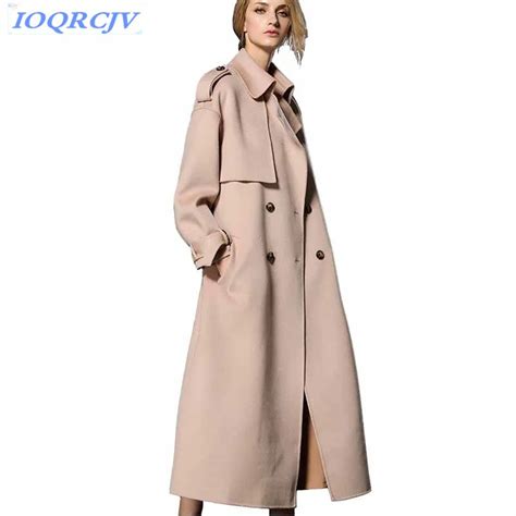 High Quality Double Faced Cashmere Coat Women 2018 Autumn Winter Wool Coat Plus Size Thick Slim