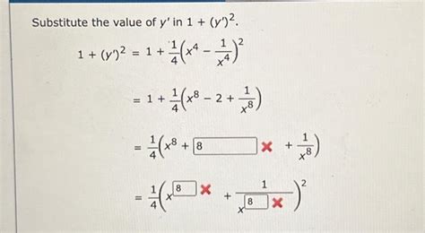 Solved Substitute The Value Of Y In 1 Y ² 2 1 Y ²