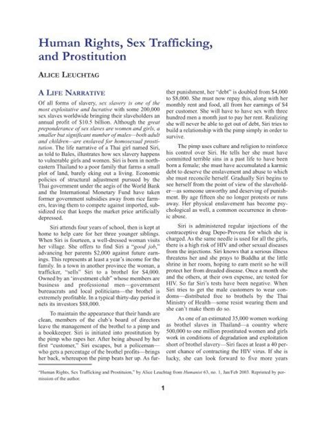 Human Rights Sex Trafficking And Prostitution