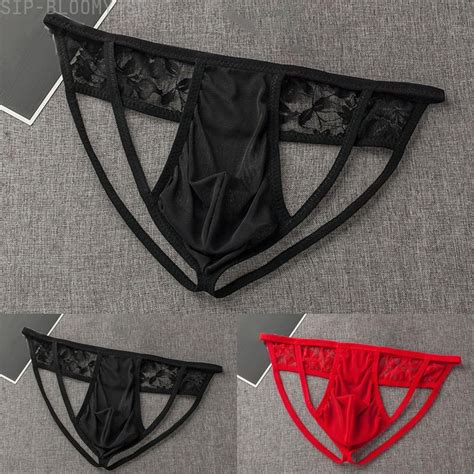 Men Mesh Sheer Low Rise Thong Jockstrap Lace Bikini G String Underwear Thong Shopee Singapore