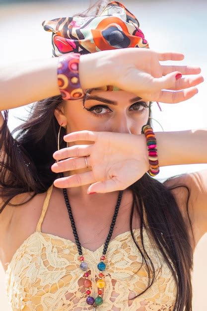 Premium Photo Beautiful Gypsy Girl On Beach In Bikini