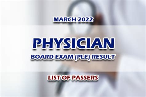 Physician Board Exam Ple Result March 2022 List Of Passers