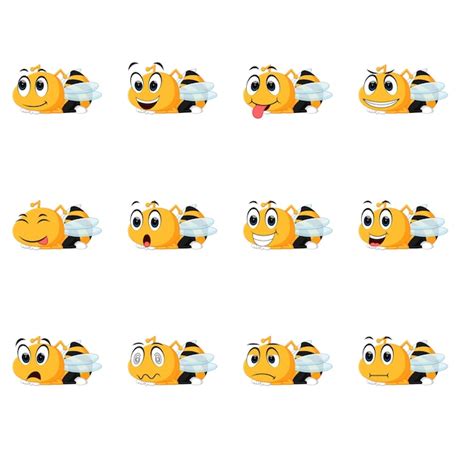 Premium Vector Bee With Different Facial Expressions