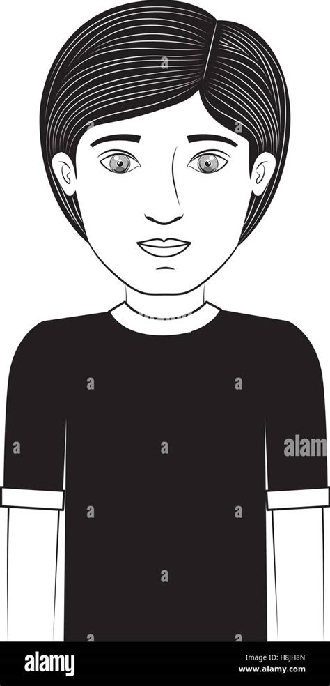 Black Silhouette Guy With T Shirt Vector Illustration Stock Vector