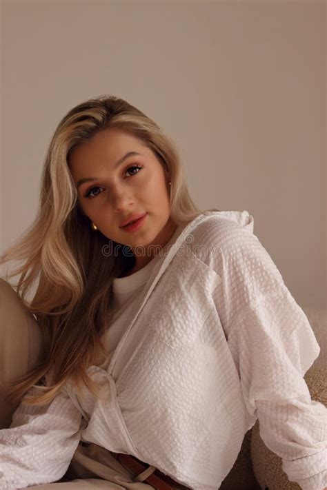 Portrait Of A Cute Beautiful Blonde With A Pretty Face Stock Photo Image Of Cute Blonde