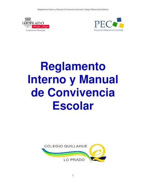 Pdf Reglamento Interno Y Manual De Convivencia Escolar · • Declaración De Los Derechos Del