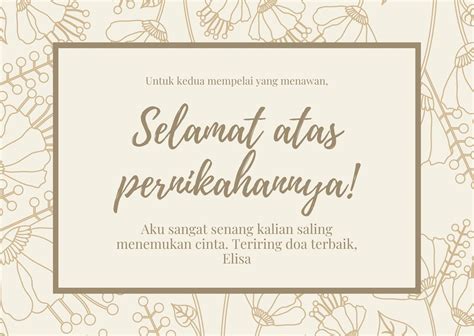 Contoh Kartu Ucapan Pernikahan - Canva