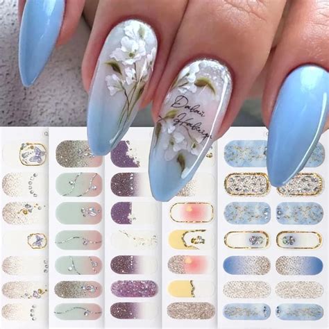 Autocollants Pour Ongles En Gel UV Semi Durci Conception De Fleurs