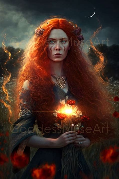 Brigid Celtic Goddess Of Wisdom And Poetry Art Digital Etsy Celtic