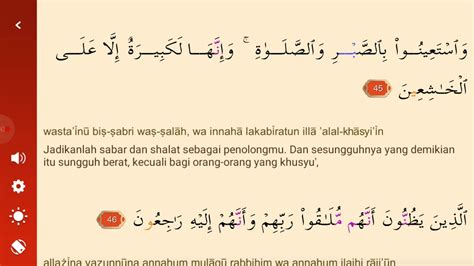 Surat Al Baqarah Ayat 45 46 Tulisan Latin Dan Terjemahan Youtube