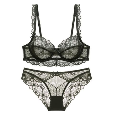 Sexy Lingerie Femme Sous vêtements Ultra minces Creux Sans Éponge Ensemble De Sous vêtements En