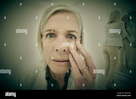 One Caucasian Woman Suffering Mental Illness In An Asylum A Mature Woman Terrified After