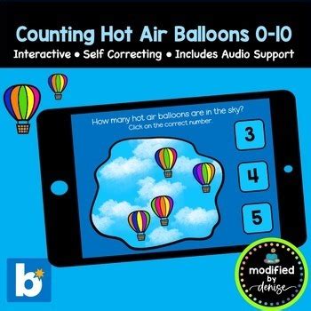 Hot Air Balloons Counting To Number Matching Boom Cards TPT