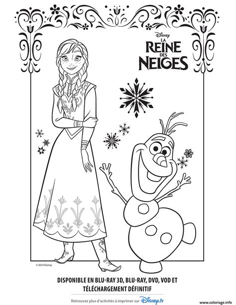 Coloriage Anna Olaf Reine Des Neiges Disney Frozen Jecolorie