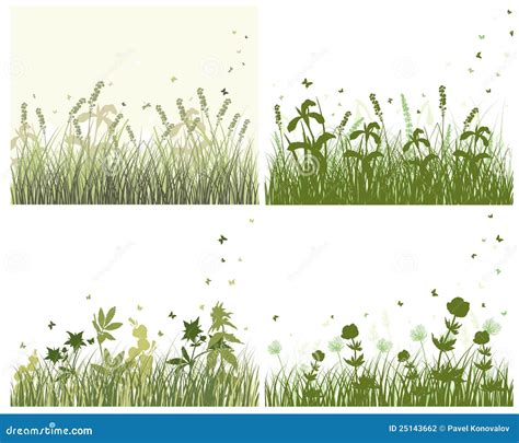 Meadow Silhouette Set Stock Vector Illustration Of Border 25143662