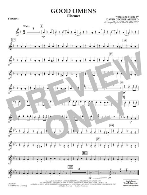Good Omens (Theme) (arr. Michael Brown) - F Horn 1 by David George