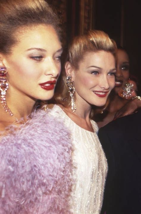 Chrystele Saint Louis Augustin And Carla Bruni Backstage At Yves Saint