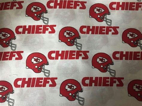 Kansas City Chiefs White Cotton Fabric By The Yard Fabric Cotton