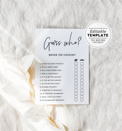 Juliette Guess Who Bridal Shower Game Wedding Shower Game Etsy Australia