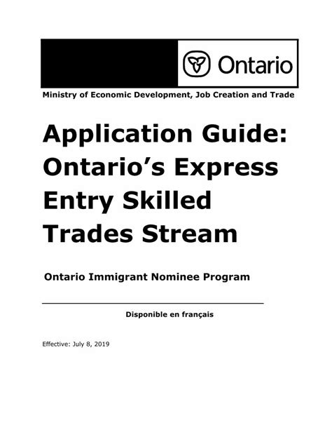 Pdf Application Guide Ontarios Express Entry Skilled Trades 1 1