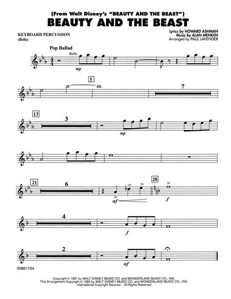 Beauty And The Beast Arr Paul Lavender Keyboard Percussion By Alan