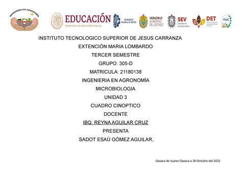 Cuadro Cinoptico Unidad Iii Instituto Tecnologico Superior De Jesus Carranza ExtenciÒn Maria