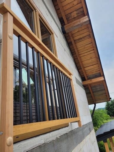 NOWOCZESNA BALUSTRADA FRANCUSKA DREWNO STAL BALKON FRANCUSKI 333