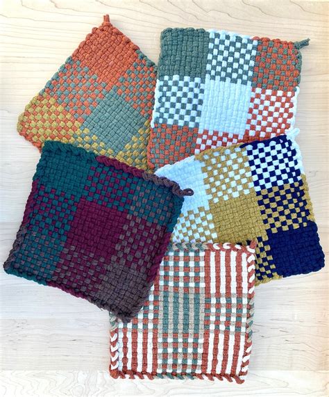 Handmade Woven Potholder Large Hot Pad X Pro Size Woven Square Etsy