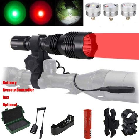 Predator Light with Interchangeable LED Flashlight (Red, Green, White) LED Hunting Flashlight ...