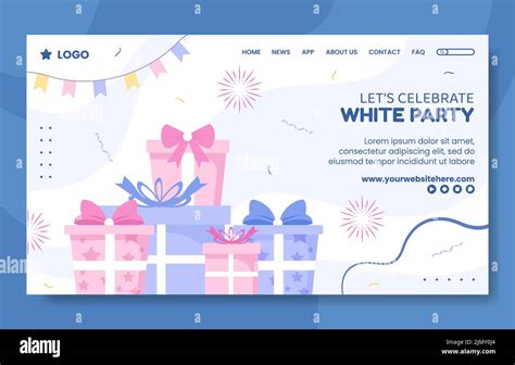 White Party Social Media Landing Page Template Hand Drawn Cartoon