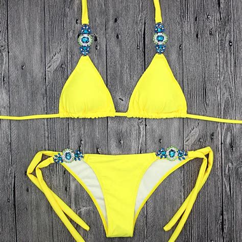 Bikini Diamant Maillot De Bain Cristal Maillots De Bain Femmes Bikinis Nus Br Silien Strass