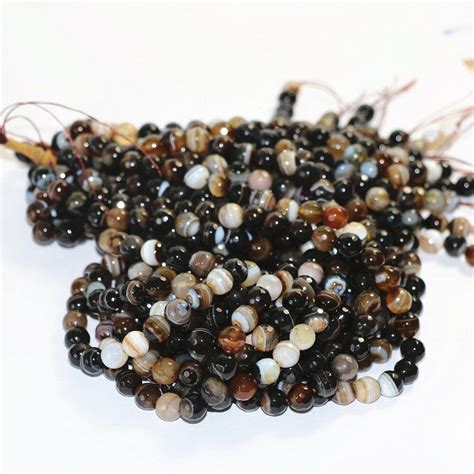 ธรรมชาตสเทาสนำตาลFringe CarnelianหนAgat Onyx 6Mm 8Mm 10Mm 12Mm