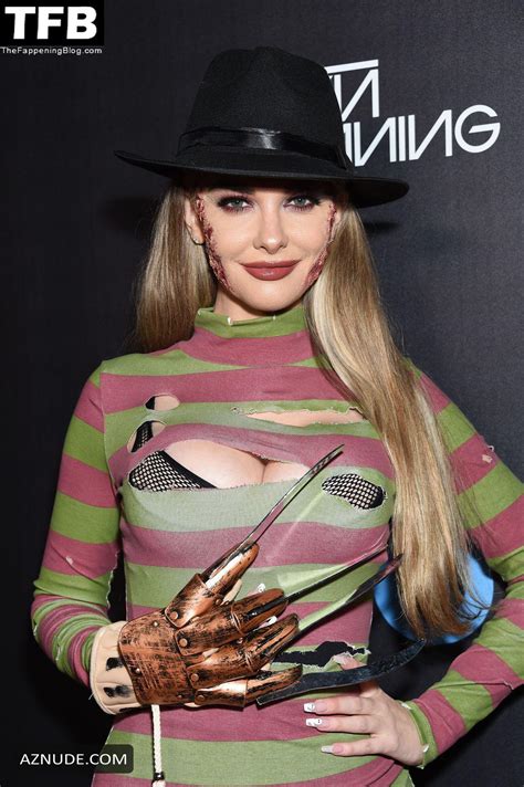 Emily Sears Sexy Seen Showing Off Her Tits In A Freddy Krueger Cosplay At The Halloween Party In