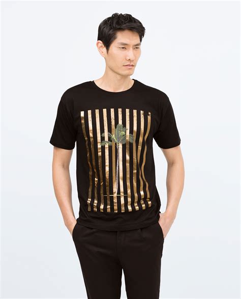 Zara Printed T Shirt In Black For Men Lyst