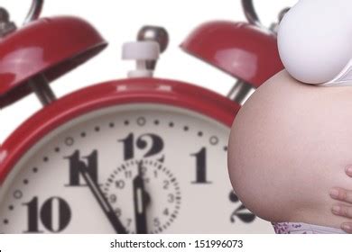 Pregnant Woman Naked Belly Alarm Clock Stock Photo 151996073 Shutterstock