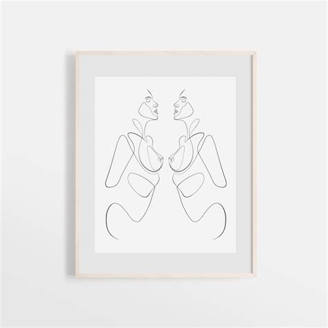 Minimal Abstract Nude Sketch One Line Print Drawing Female Etsy
