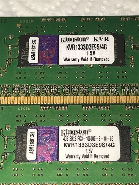 (Lot of 2) KINGSTON KVR1333D3E9S/4G 4GB 2Rx8 PC3-10600E-9-10-E3 DDR3 ...